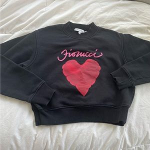 Fiorucci black cropped crew neck sweatshirt with brand name and heart graphic